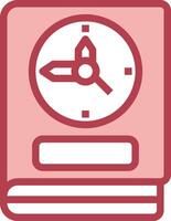 A clock on a book with a red background vector