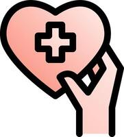 A hand holding a heart with a cross on it vector