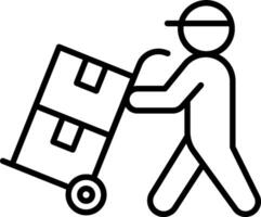 A man pushing a cart with boxes on it vector
