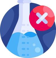 A flat icon of a flask with a red cross on it vector