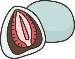 A half open fruit with a pink center vector