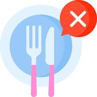 A fork and knife on a plate with a red cross vector