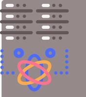 A computer with a blue and orange dot on it vector