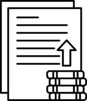 A stack of books and a paper with an arrow vector
