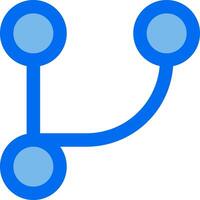 A blue and white icon with two circles vector