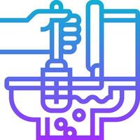 A hand is holding a plunger in a toilet vector