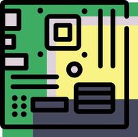 A computer motherboard with a green and yellow background vector
