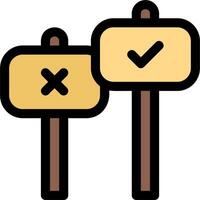 Two signs with crossed check marks on them vector
