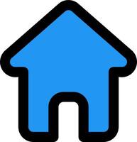 A blue house icon with a black outline vector
