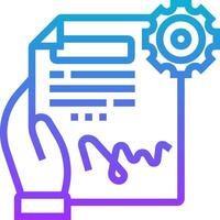 A hand holding a document with gears on it vector