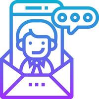 A man in an envelope with a phone and speech bubbles vector