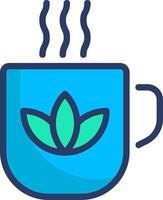 A cup of tea with a leaf in it vector