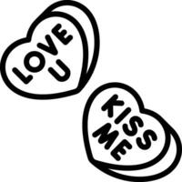 Two heart shaped candy hearts with the words love you and kiss me vector