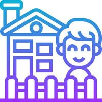 A man standing in front of a house with a fence vector