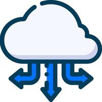 A cloud with arrows pointing to it vector