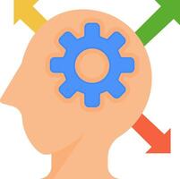 A person's head with a gear wheel and arrows vector