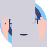 A person holding a piece of paper with a smiley face on it vector