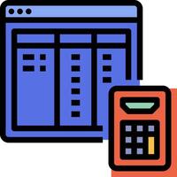 A calculator and a computer screen are next to each other vector