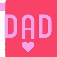 A pink background with the word dad and a heart vector