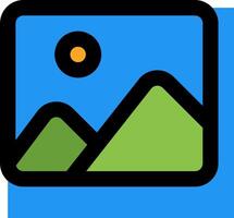 A photo with mountains and a sun vector