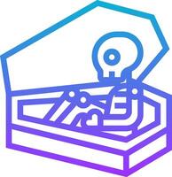 A skeleton in a coffin with a skull and crossbones vector