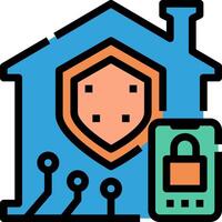 Home security icon with a lock and a phone vector