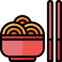 Chinese food bowl with chopsticks and noodles vector