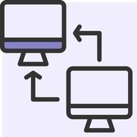 Two computers are connected to each other vector