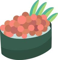 A bowl of sushi with red and green fruit vector