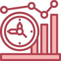 A red clock and graph bar on a white background vector
