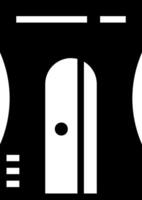 A black and white image of a door with a white handle vector