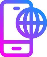 A phone with a globe icon on it vector