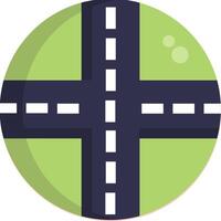 A green and white road with a cross on it vector