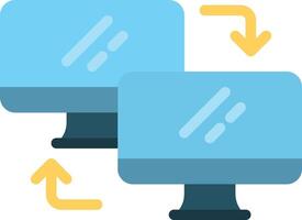 Two computer monitors with arrows pointing to them vector