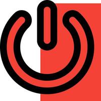 A red and black power button with a black arrow vector