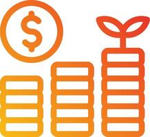 A stack of money and a plant growing from it vector