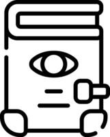 A black and white illustration of a book with an eye vector
