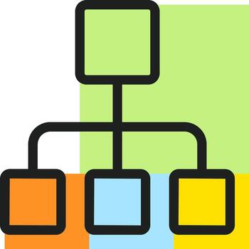An icon of a tree with four squares vector