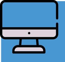 A computer monitor with a blue background vector
