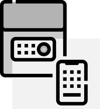 A black and white image of a phone and a computer vector