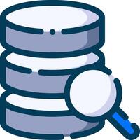 A magnifying glass and a stack of data vector