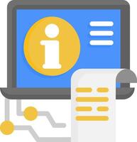 A laptop with a yellow i icon and a paper document vector