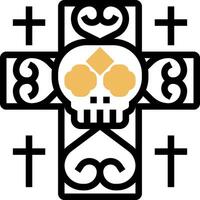 A cross with a skull and crossbones on it vector