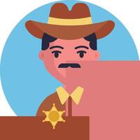 A cartoon cowboy with a mustache and hat vector