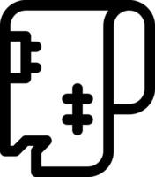 A black and white icon of a paper clip vector