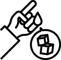 A hand holding a cube with a finger pointing to it vector