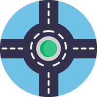 A circular road with a green light in the middle vector