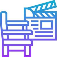 A chair with a movie clapper and a newspaper vector