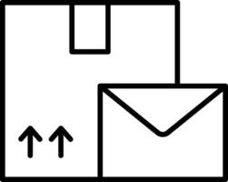 A black and white image of a box with an envelope vector