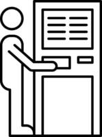 A man is standing in front of an atm machine vector